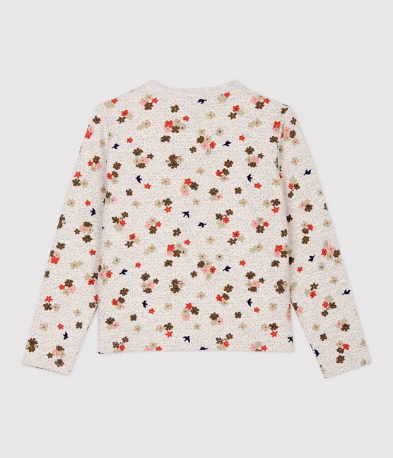 Girls' Cotton Cardigan MONTELIMAR beige/MULTICO white